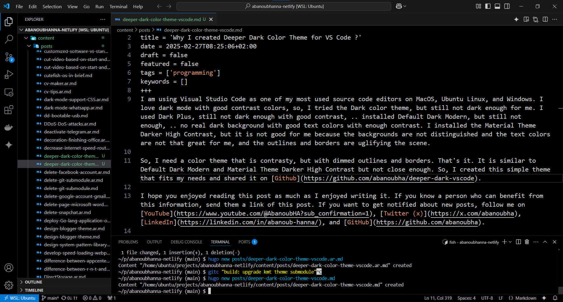 Deeper Dark color theme