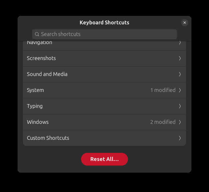 keyboard shortcuts