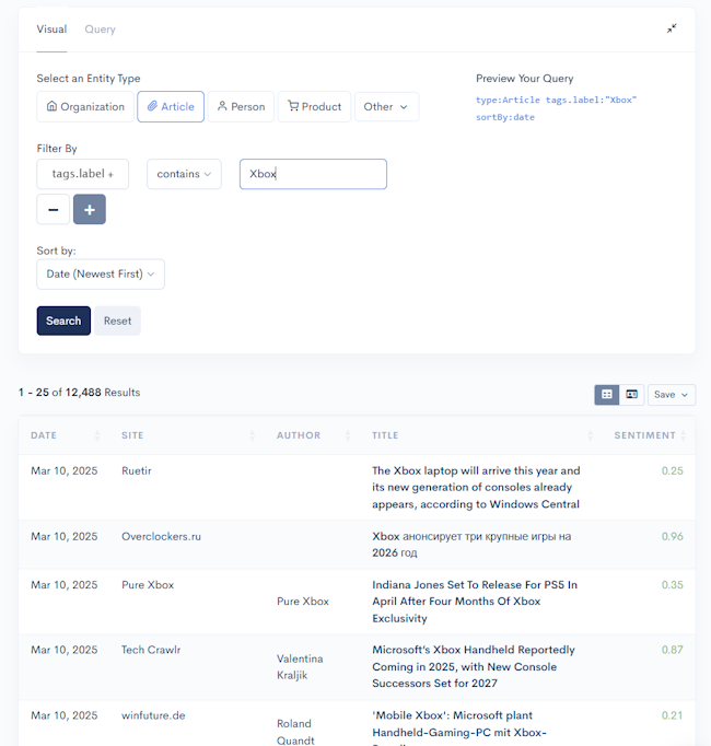 Search results shown
