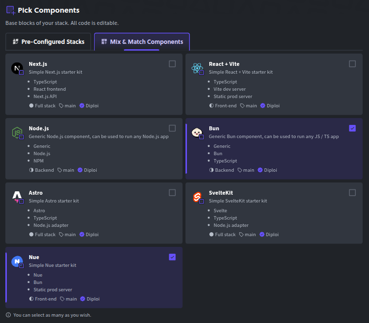 Pick your app stack