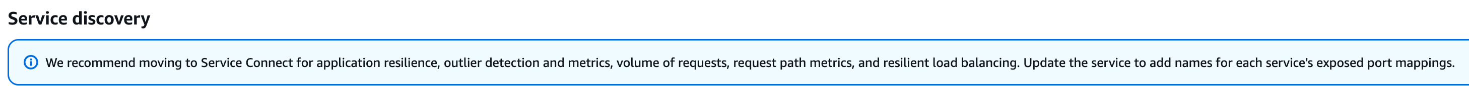 ECS service settings