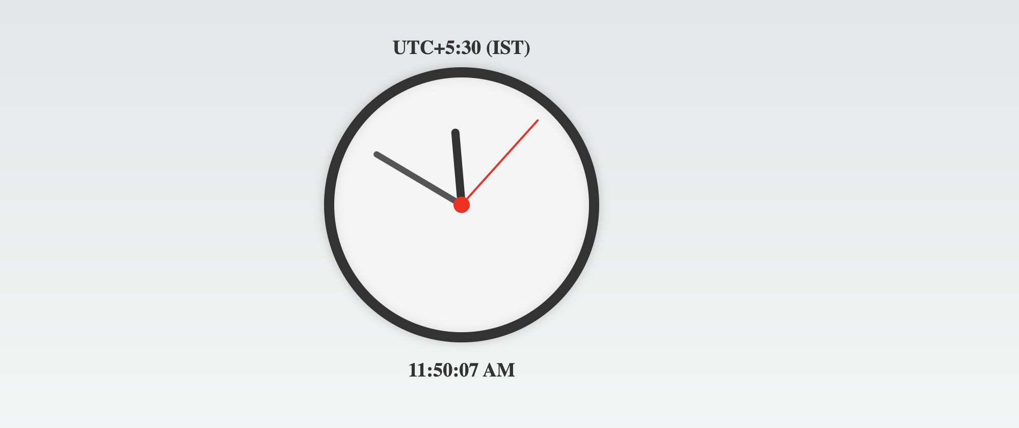 Homepage showing clock