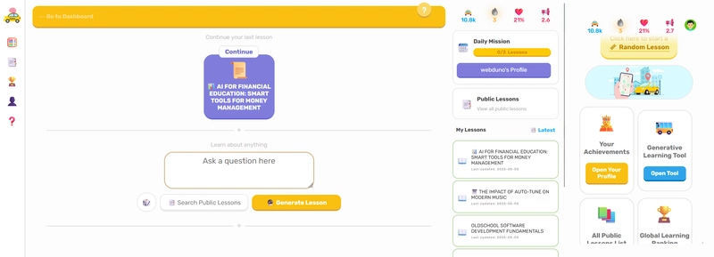 Study.taxi — a Duolingo clone for everything and anything: an AI WebApp Experiment