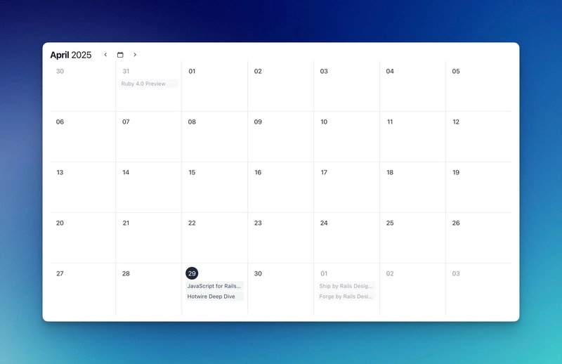 Rails Designer v1.14: All-new Calendar Component