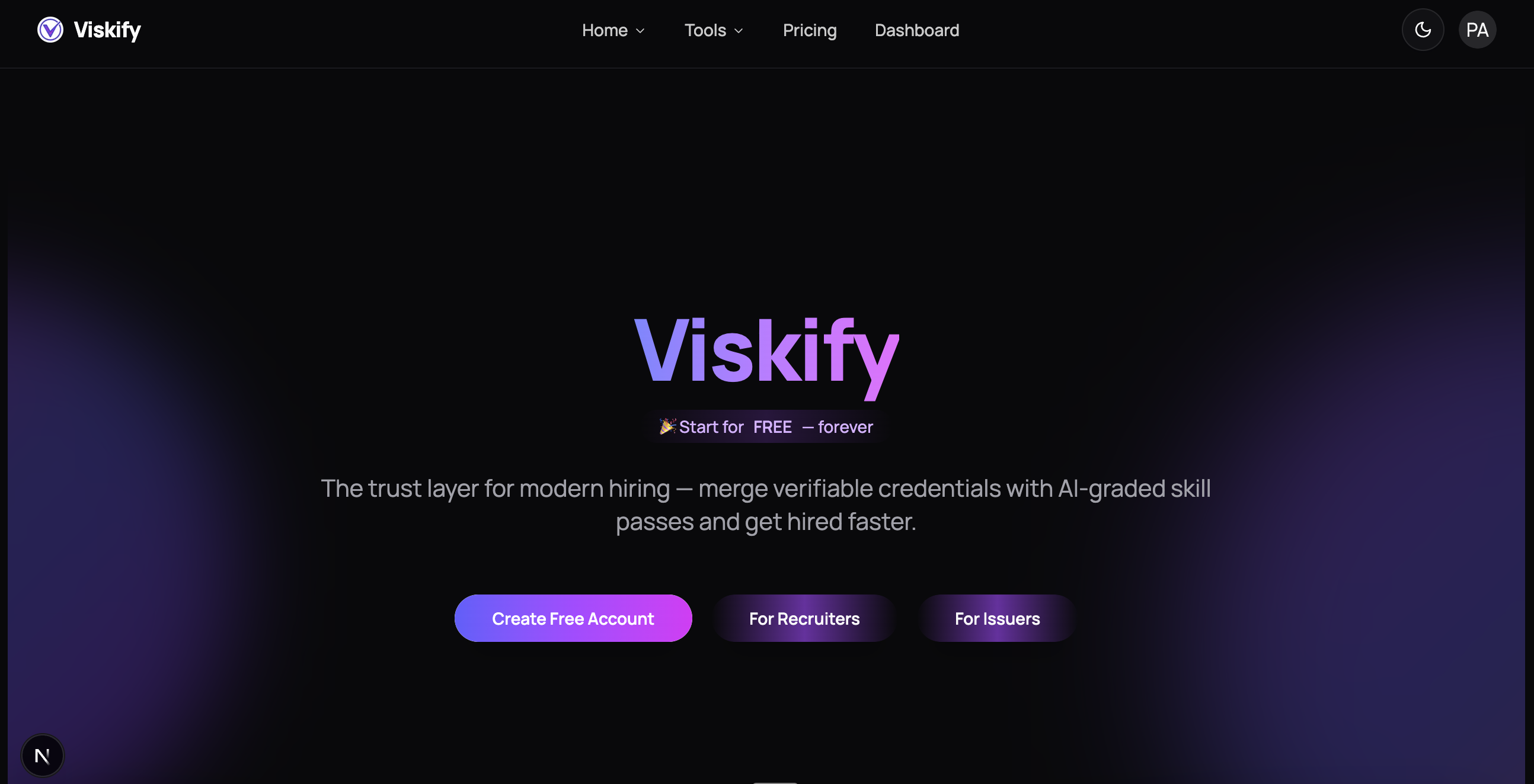 Landing page screenshot