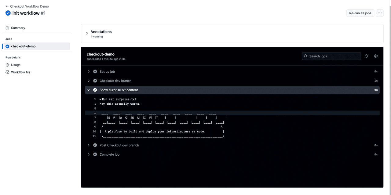 Example of checkout action in a GitHub Actions workflow