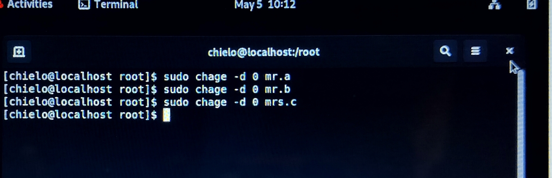 force password change