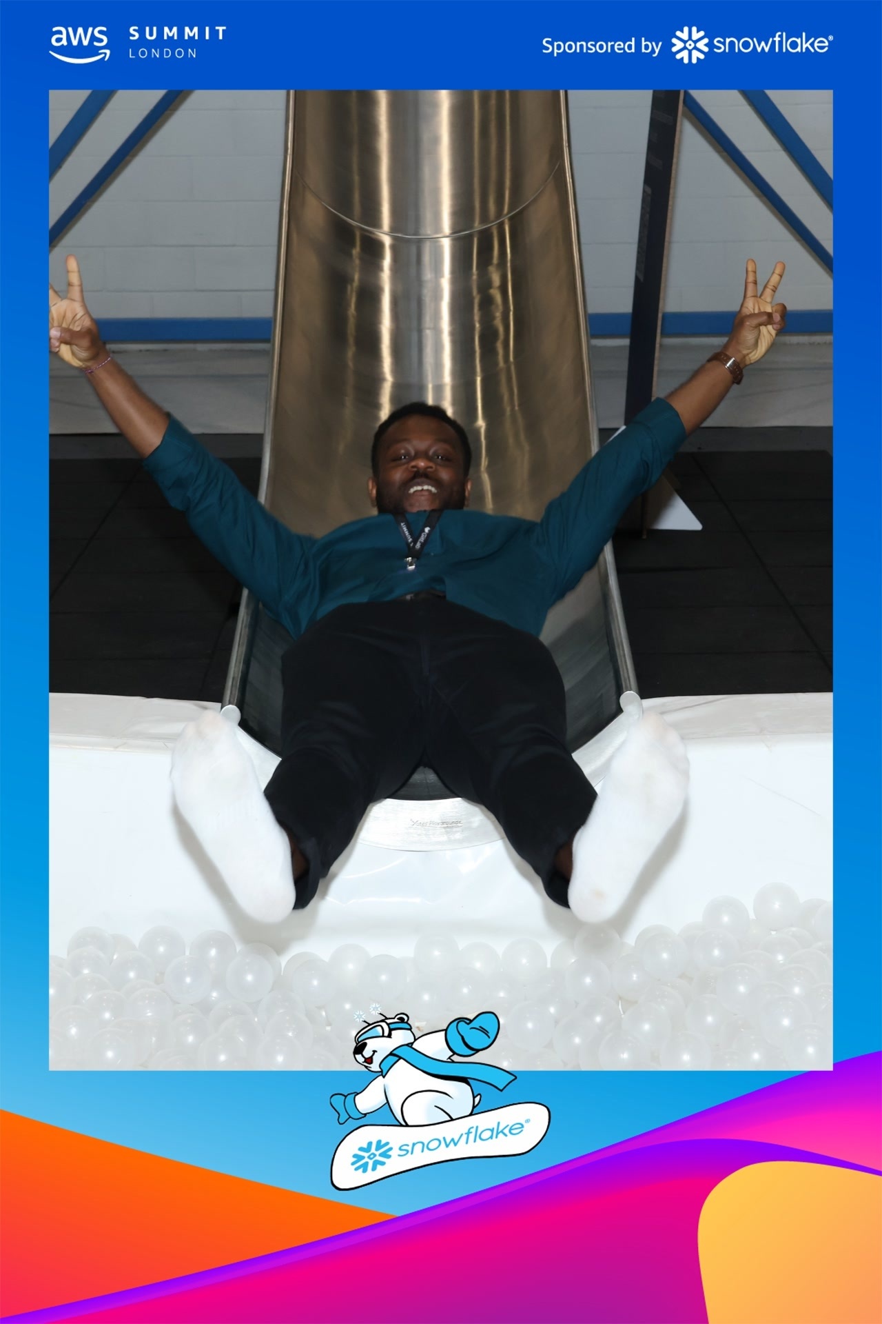 Me coming down the snowflake slide