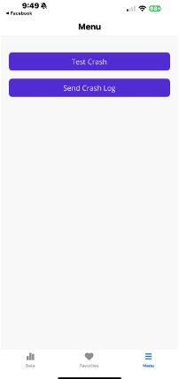 Menu Page with buttons screenshot