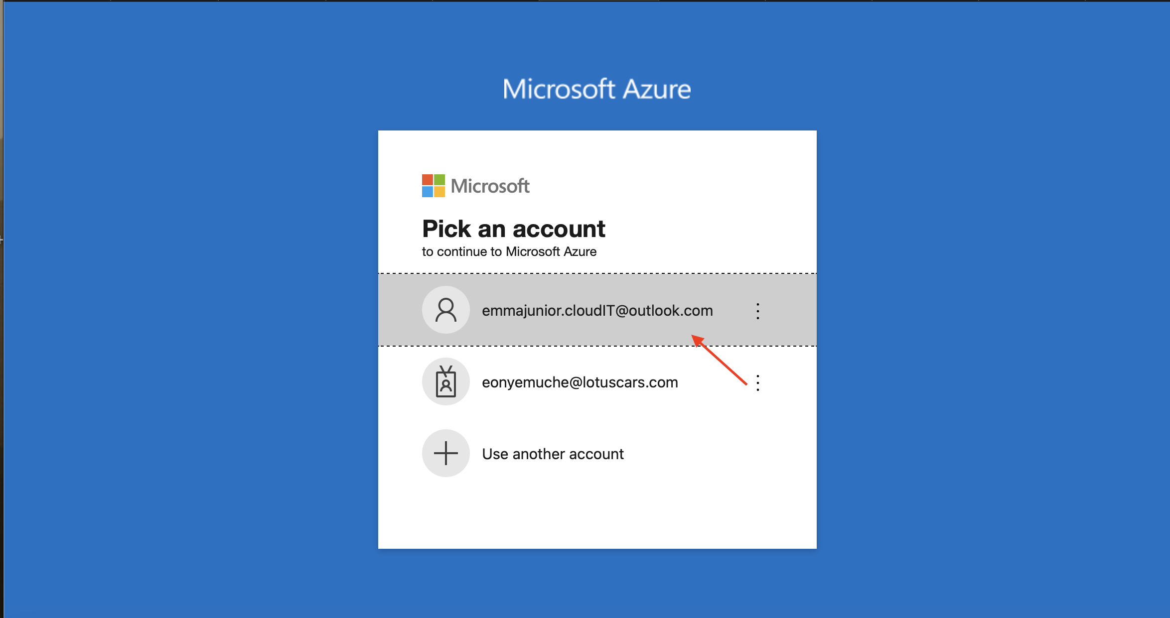 Azure portal login