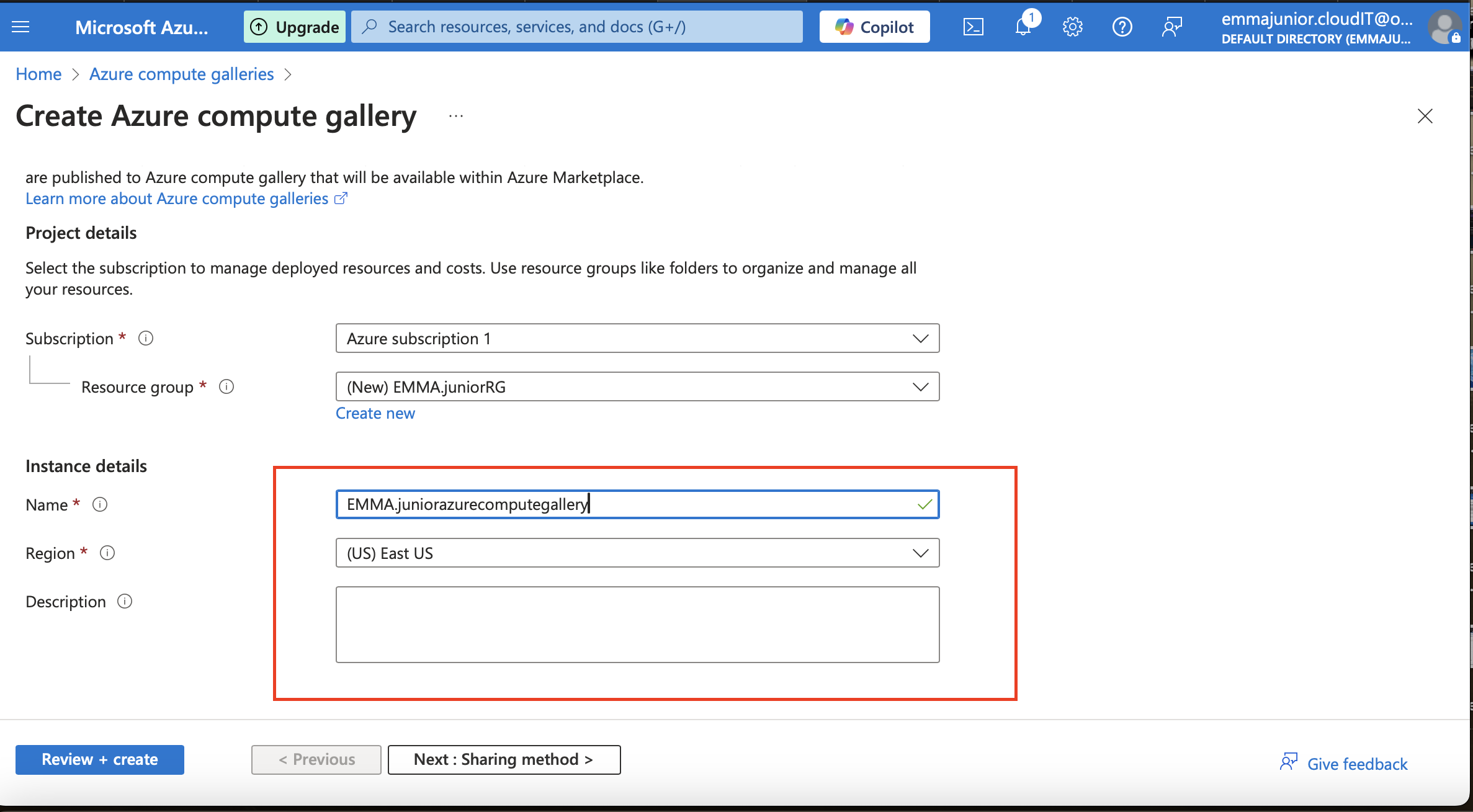 Instance details