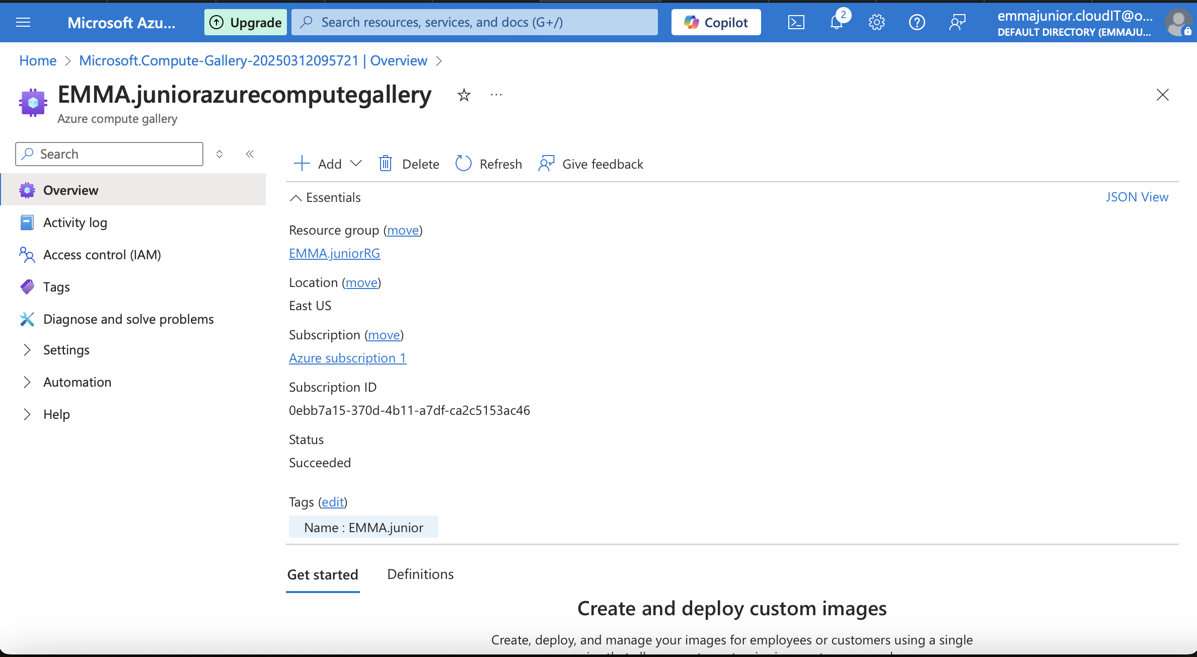 Azure compute gallery