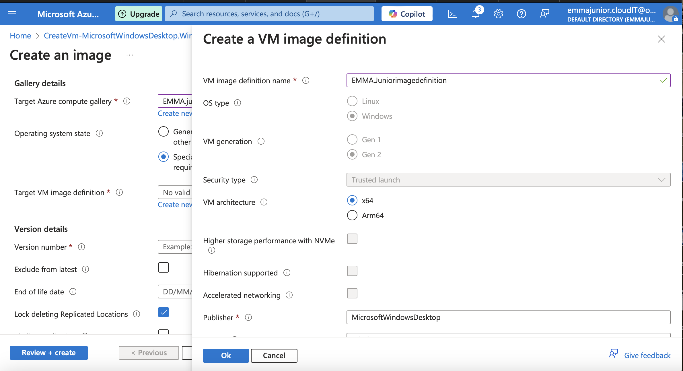 Target VM image definition