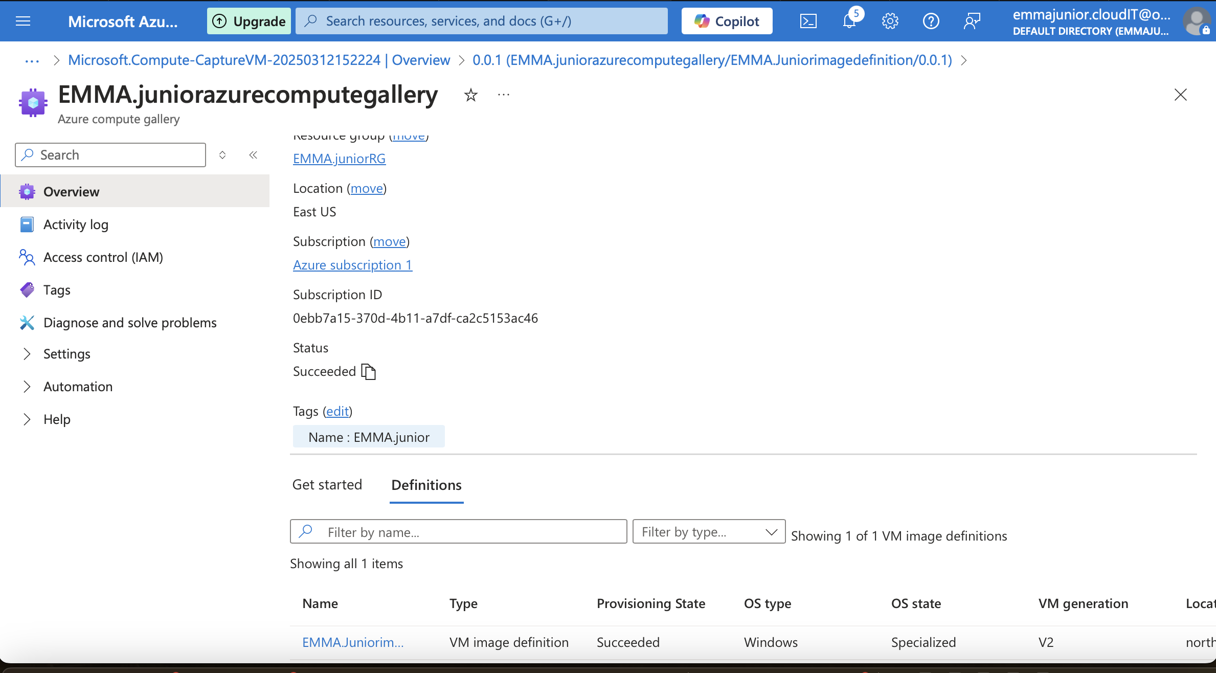 Azure compute gallery
