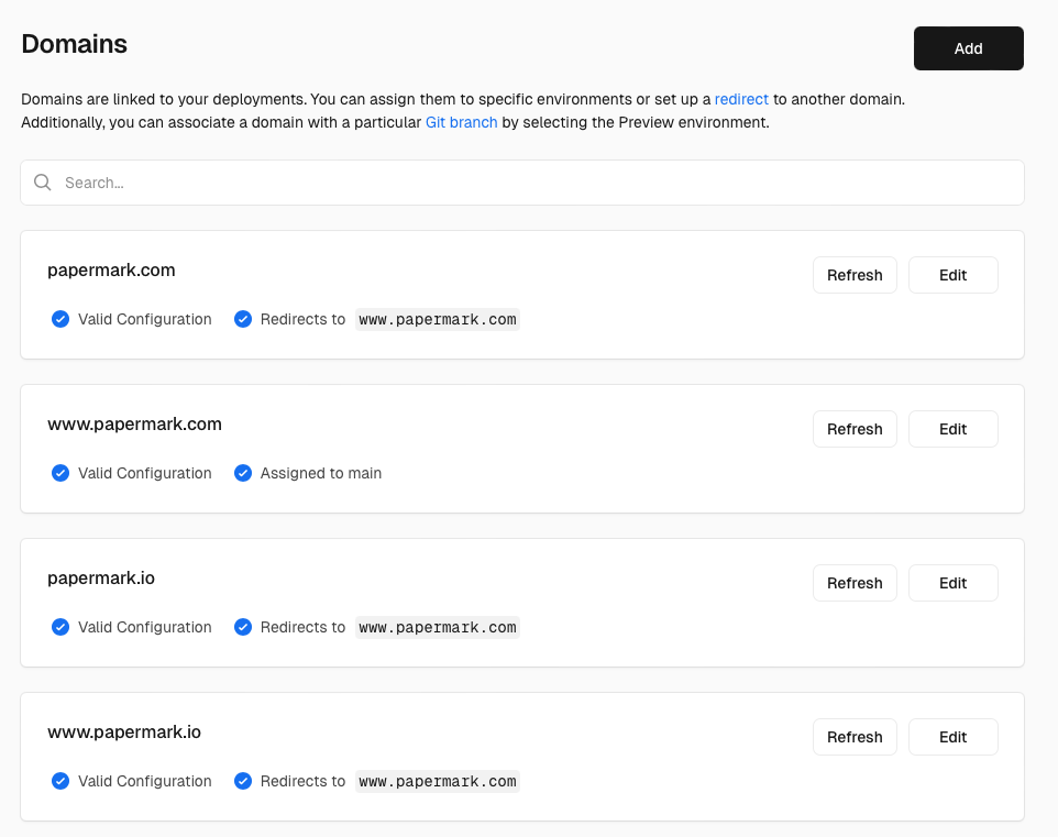 Add domain in vercel