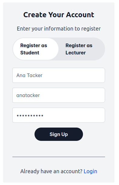 Registration Panel