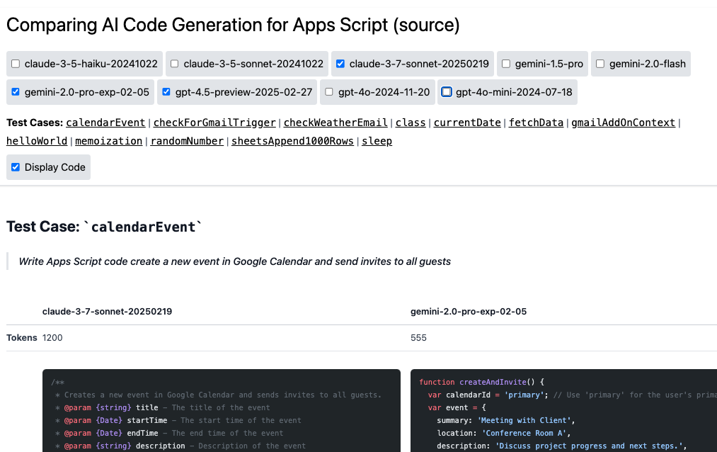 screenshot of web application