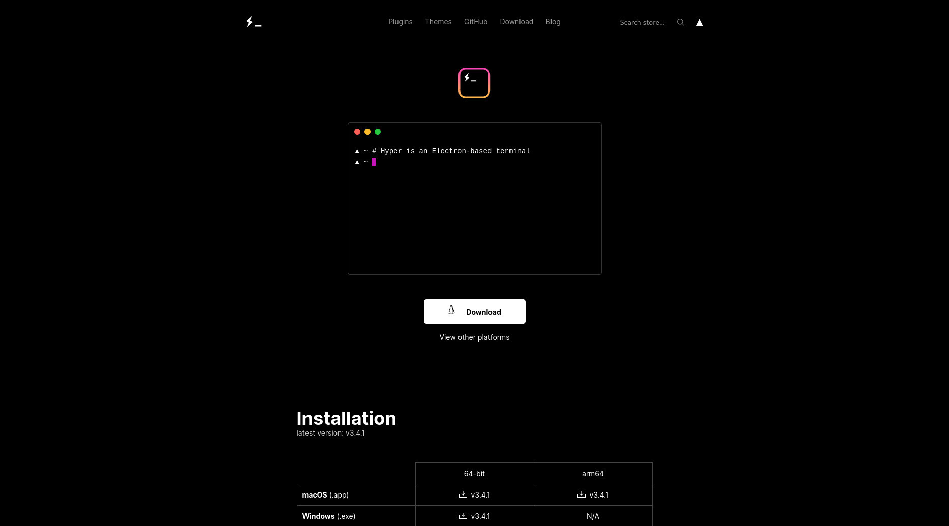 Hyper homepage screenshot