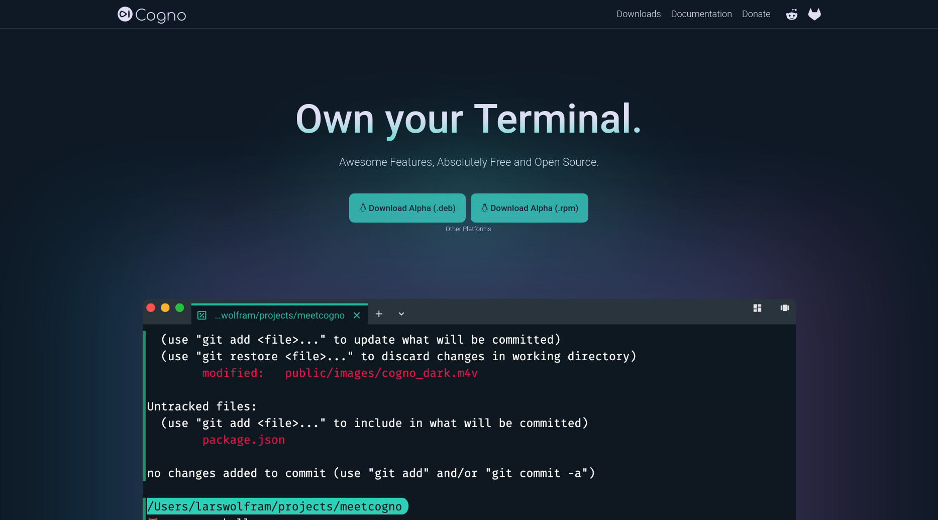 Cogno homepage screenshot