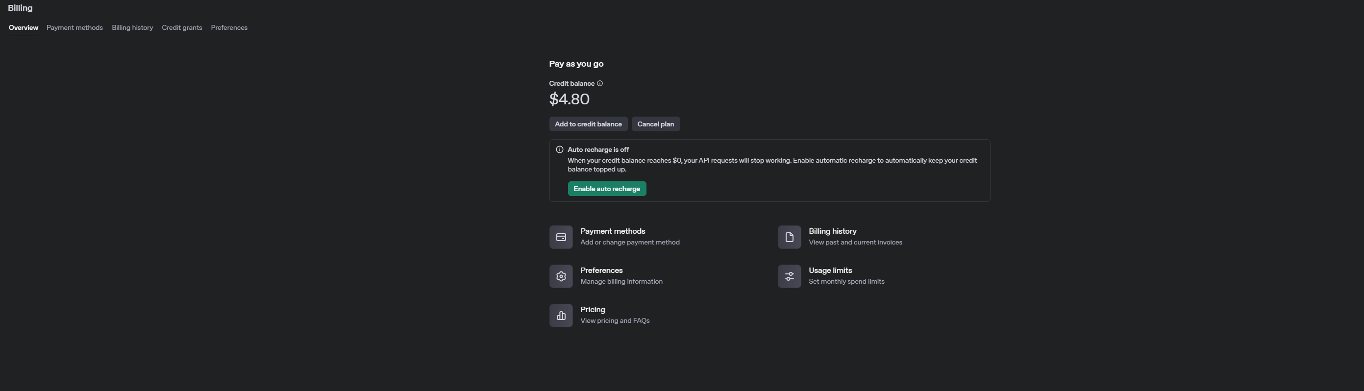 Add credit balance