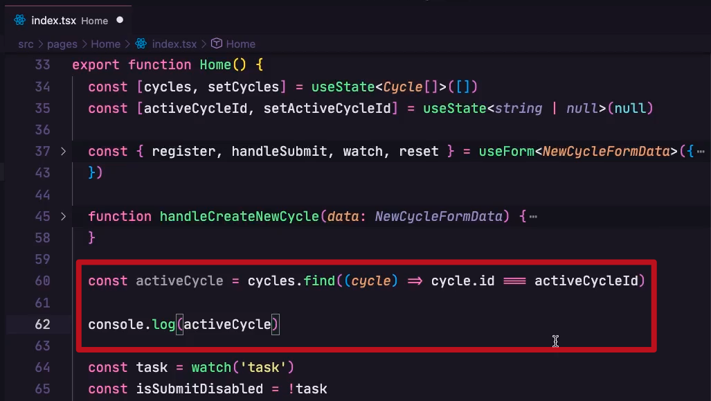 adicionando  raw `cycles.find()` endraw 