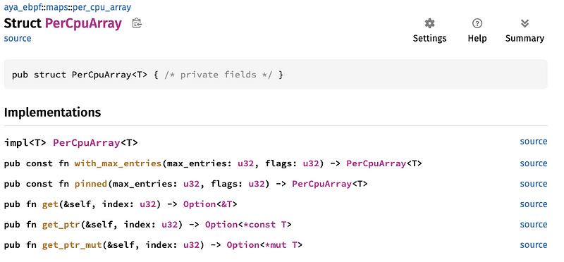 Documentation of aya: PerCpuArray