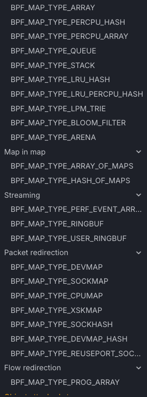 A list of map type