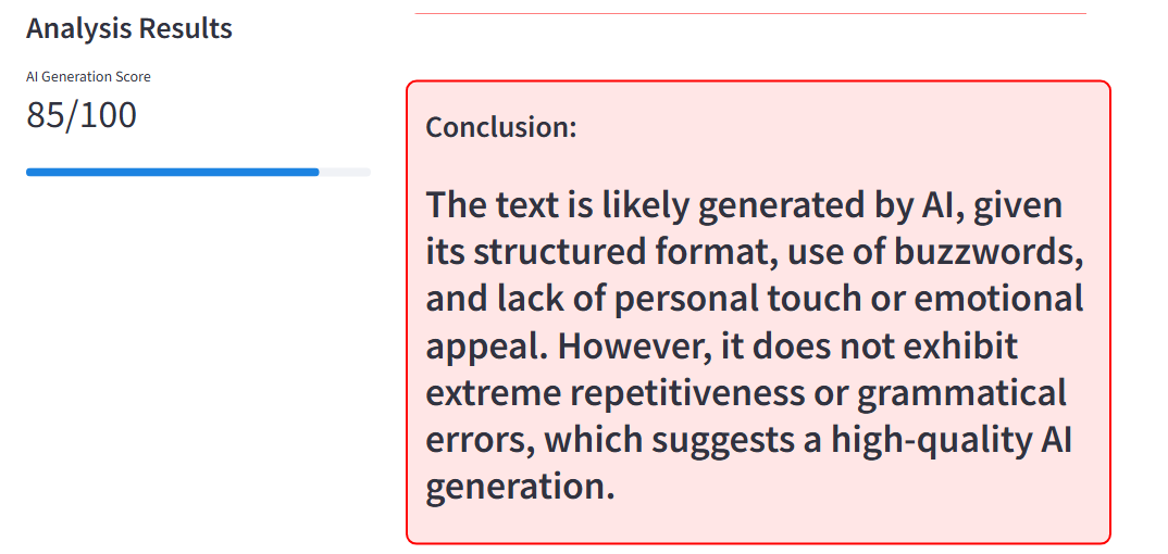 AI score - ai generated