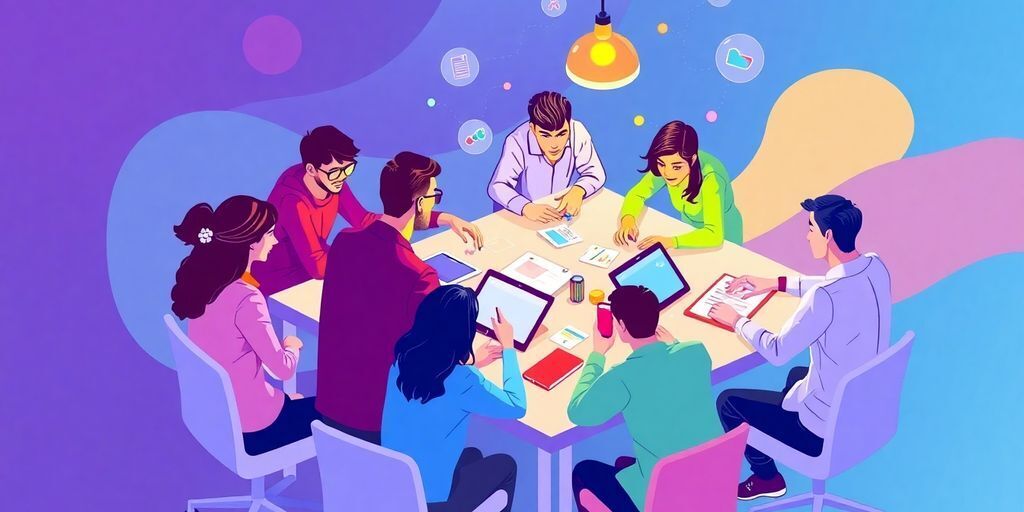 Team collaboration using modern technology in software development.
