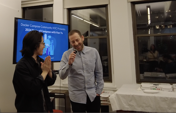 Han Yu and Benjie De Groot talking Docker Compose