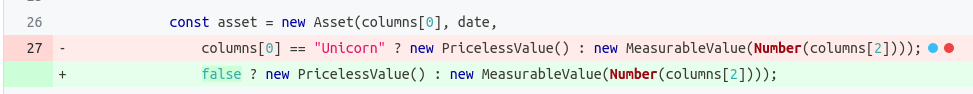 Image Surviving mutation when mapping to value object in line 27.