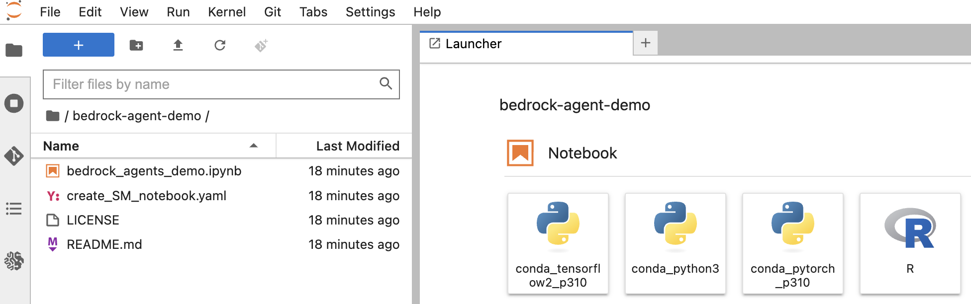 Image showing the Jupyter Lab environment, with downloaded GitHub repository