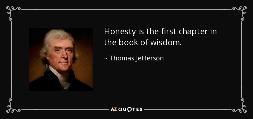 Image of quote by Thomas Jefferson about the importance of honesty