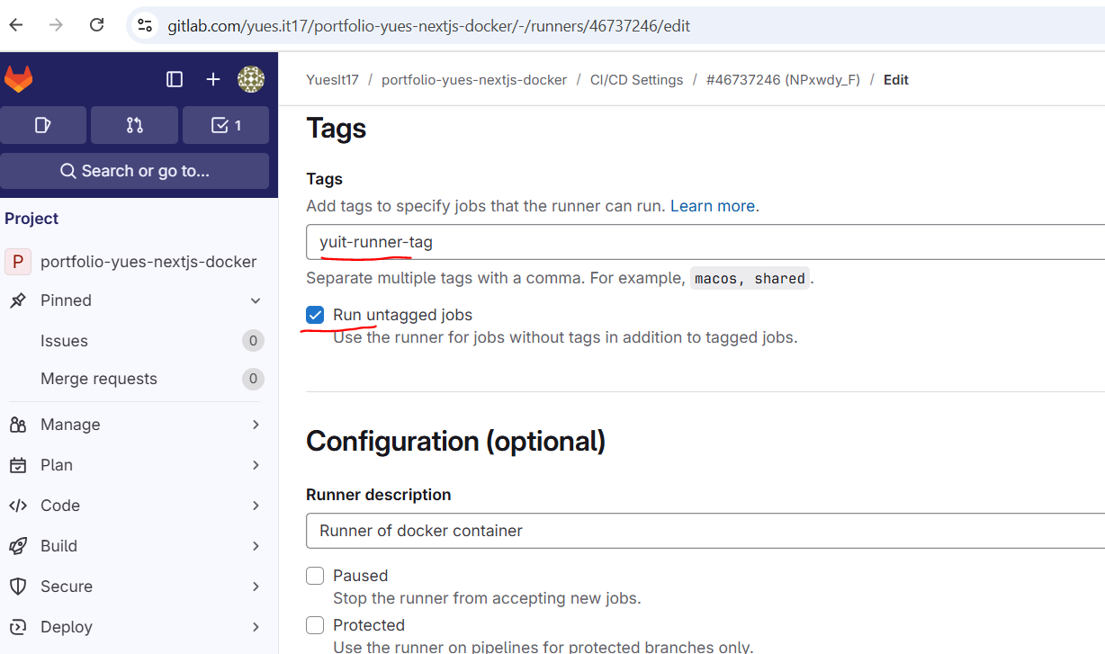 Tags section