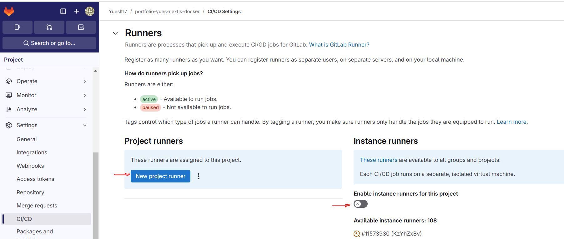 new runner in gitlab