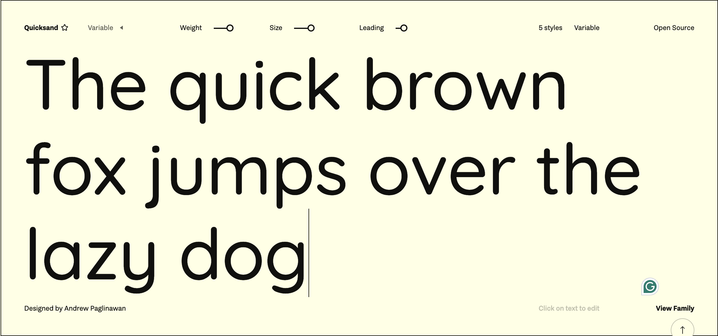 Quicksand font on Fontshare