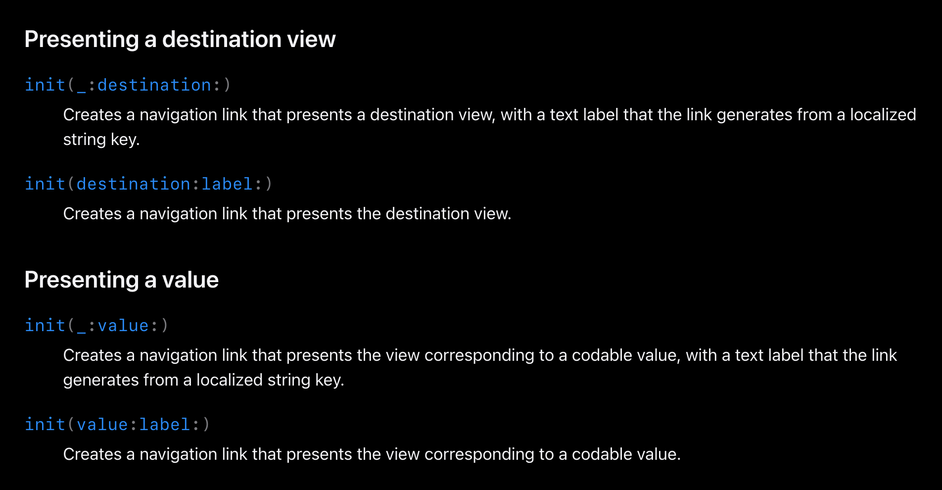 NavigationLink Documentation