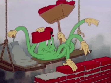 gif hard working octopus