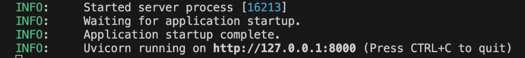 Figure 1: running uvicorn in terminal