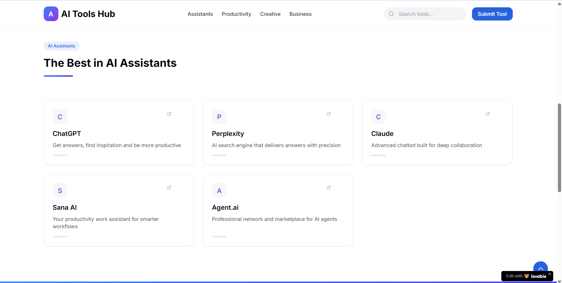 AI tools list in AI directory