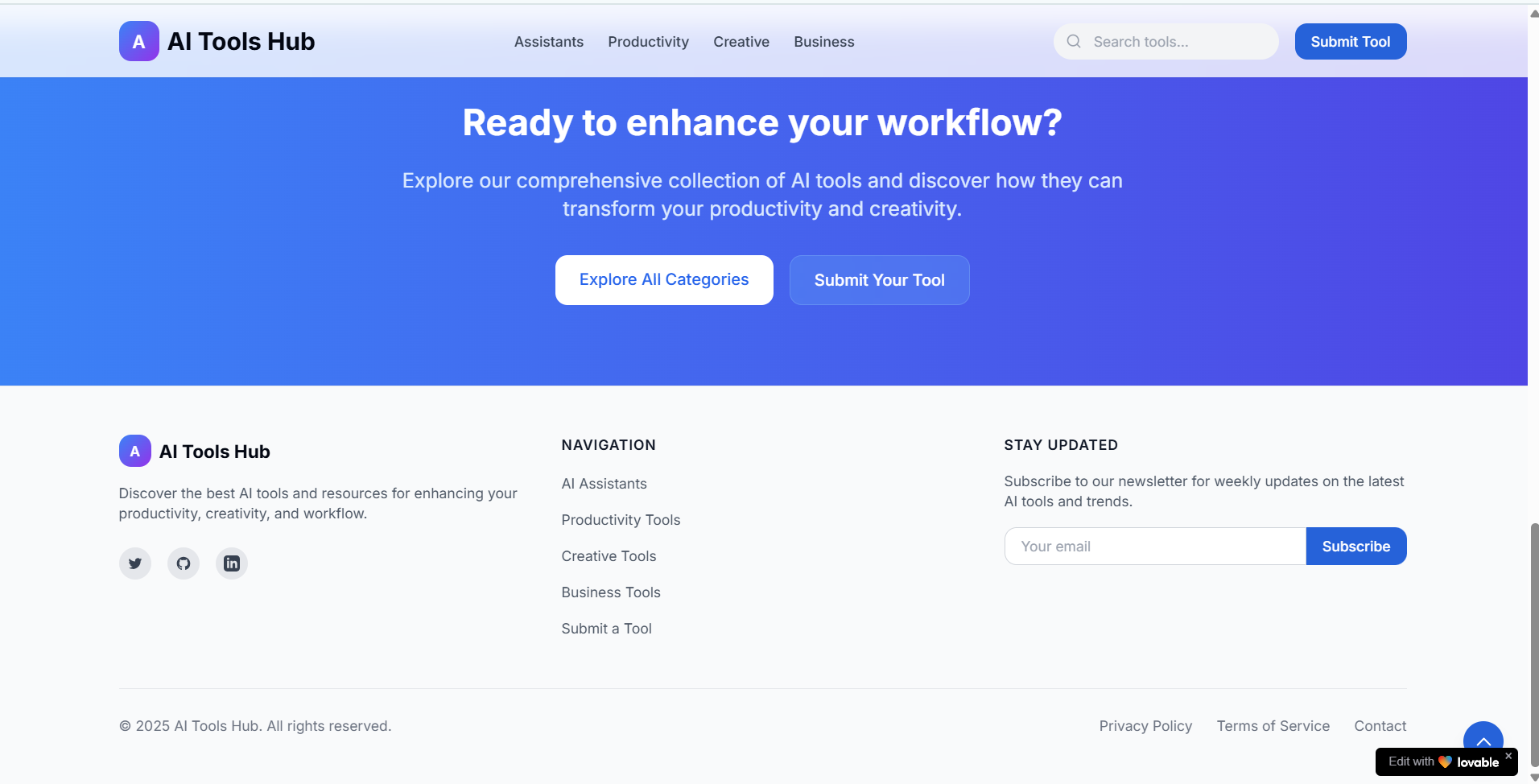 Footer of AI directory
