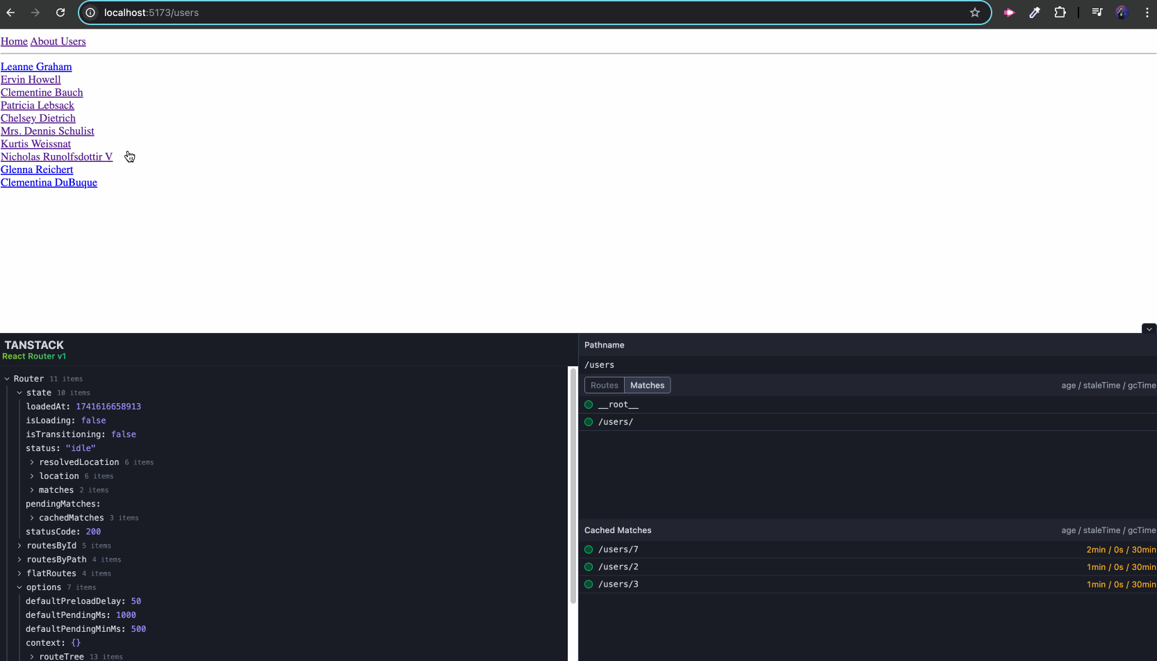 Tanstack router example