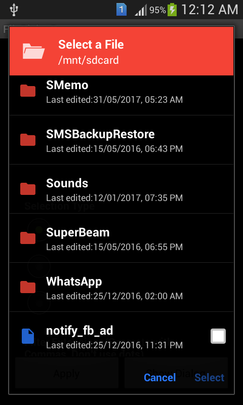 Open media dialog Android