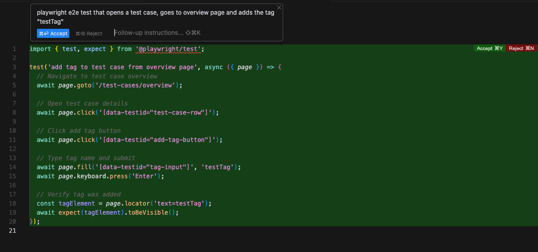 screenshot of a prompt and generated code in Cursor