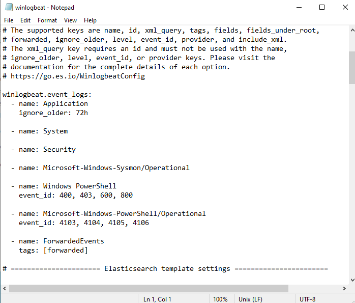 Winlogbeat configuration file