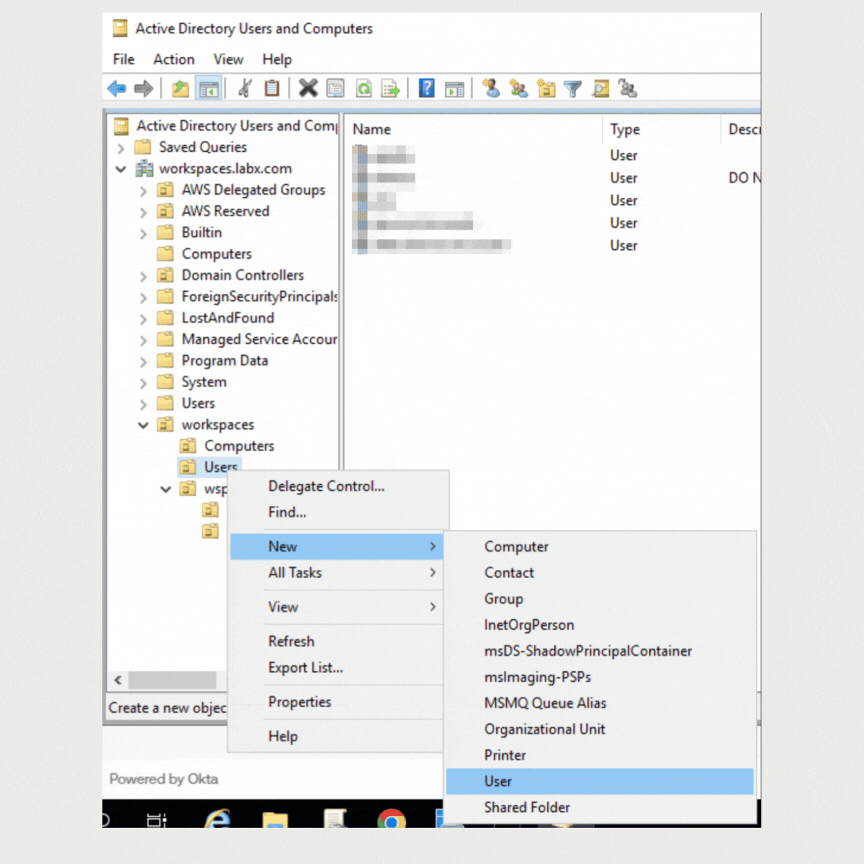 Create Service Account for WorkSpaces Pools