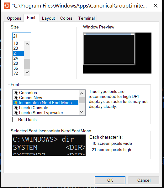 Choosing the installed Mono font