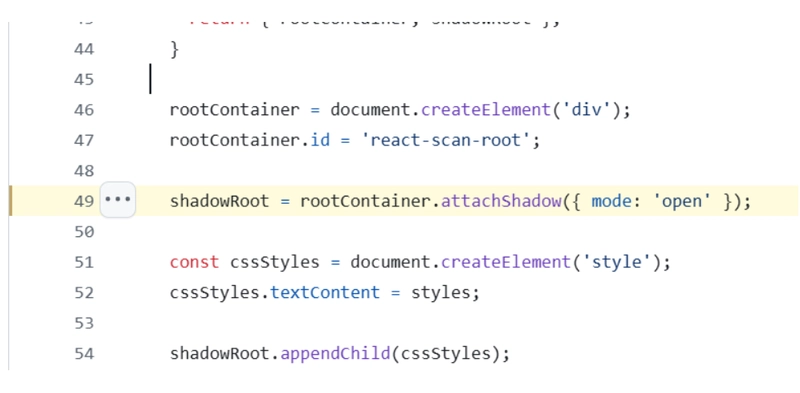 attachShadow() method in react-scan source code.