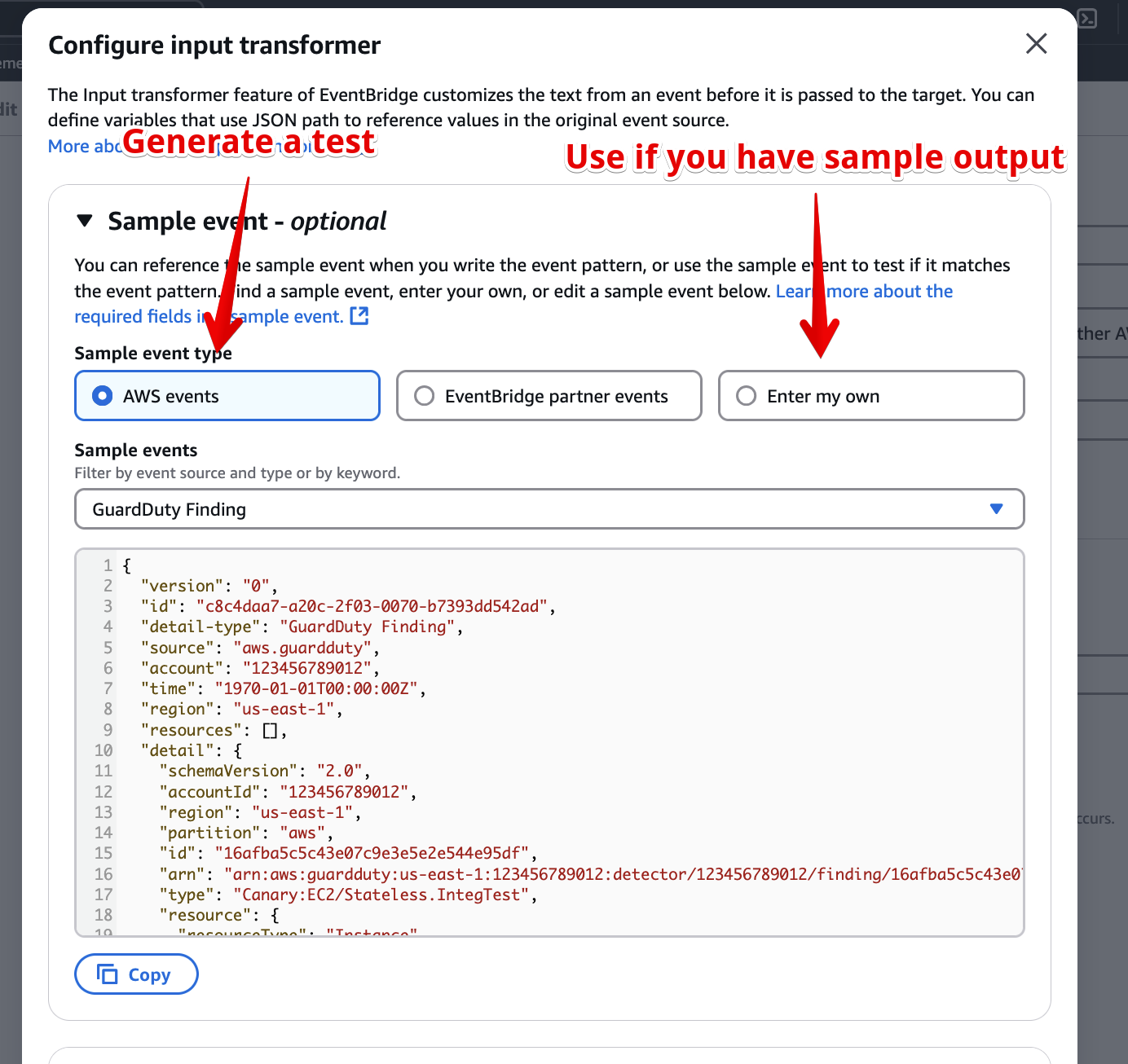 Sample rule generation