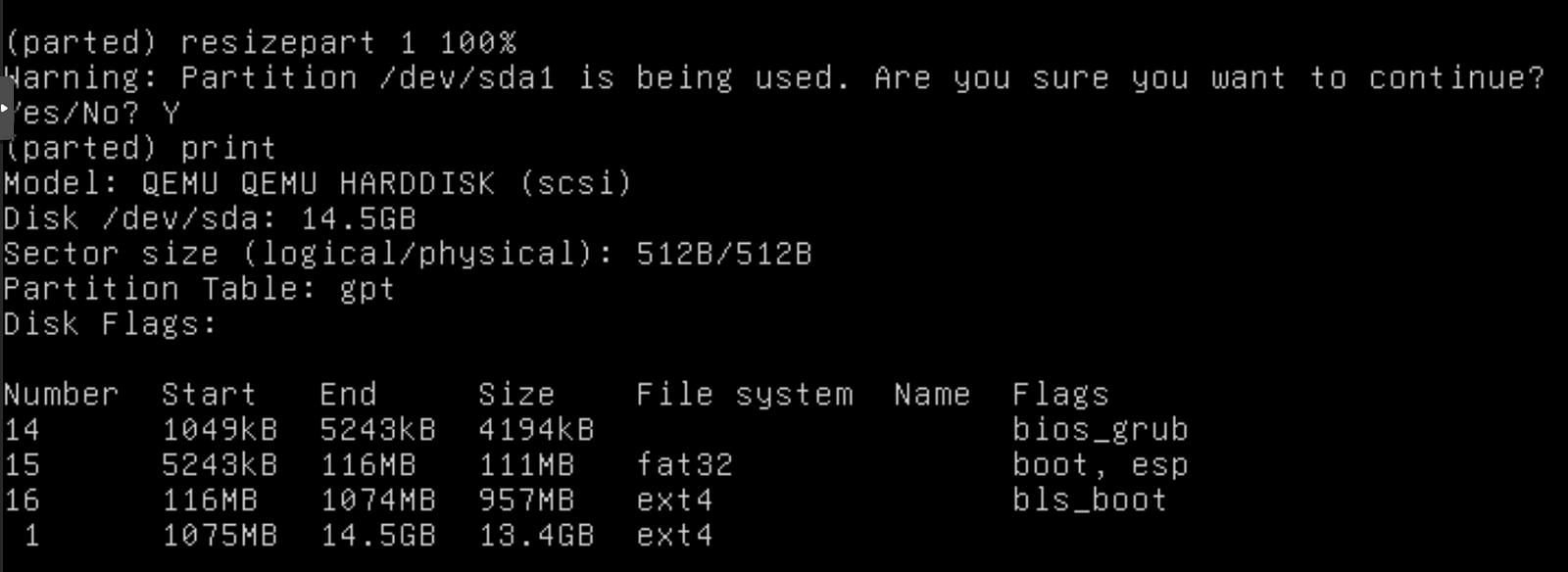 Results of running command in CLI